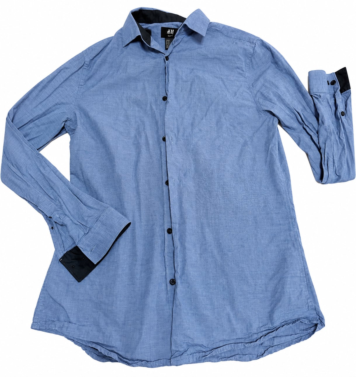 H&M Slim Fit Shirt Size S Blue Long Sleeve Easy Iron 2