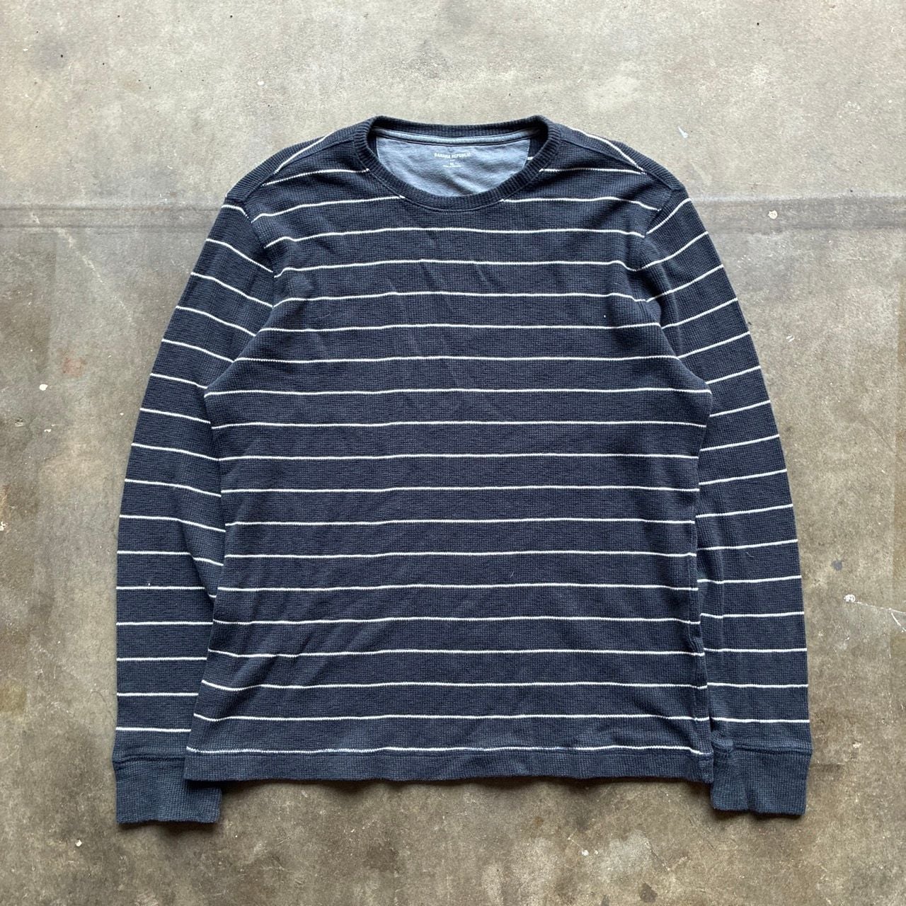 Y2K Banana Republic Striped Waffle Knit Thermal Long Sleeve Size XL 1