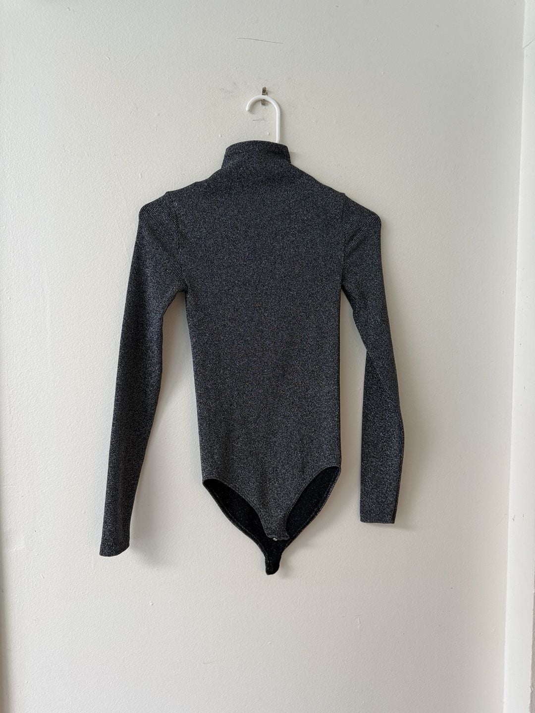 Wolford Turtleneck Bodysuit Size S Black Metallic Sparkle Long Sleeve 2