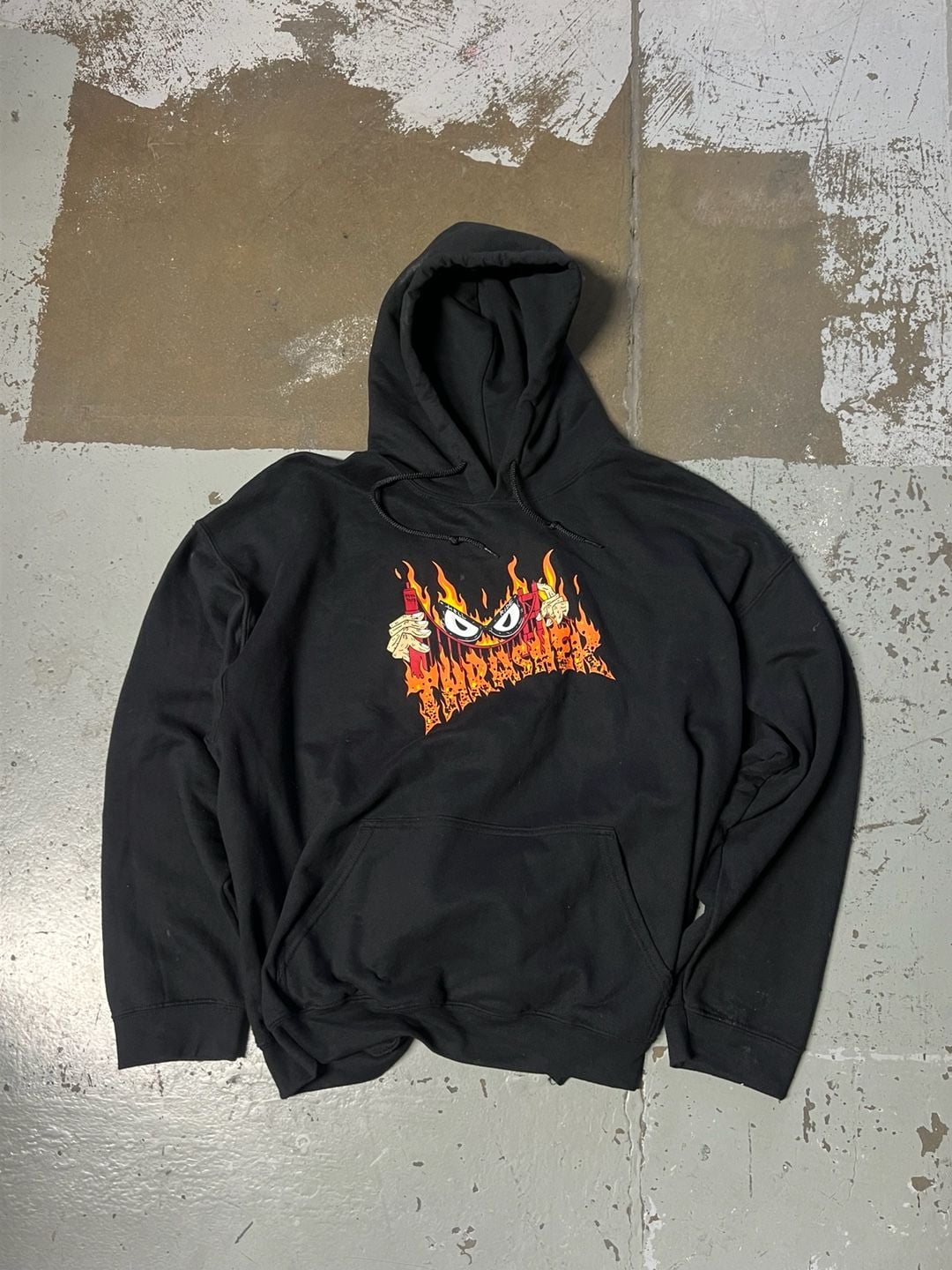 Thrasher Flame Hoodie Size XL Black 2