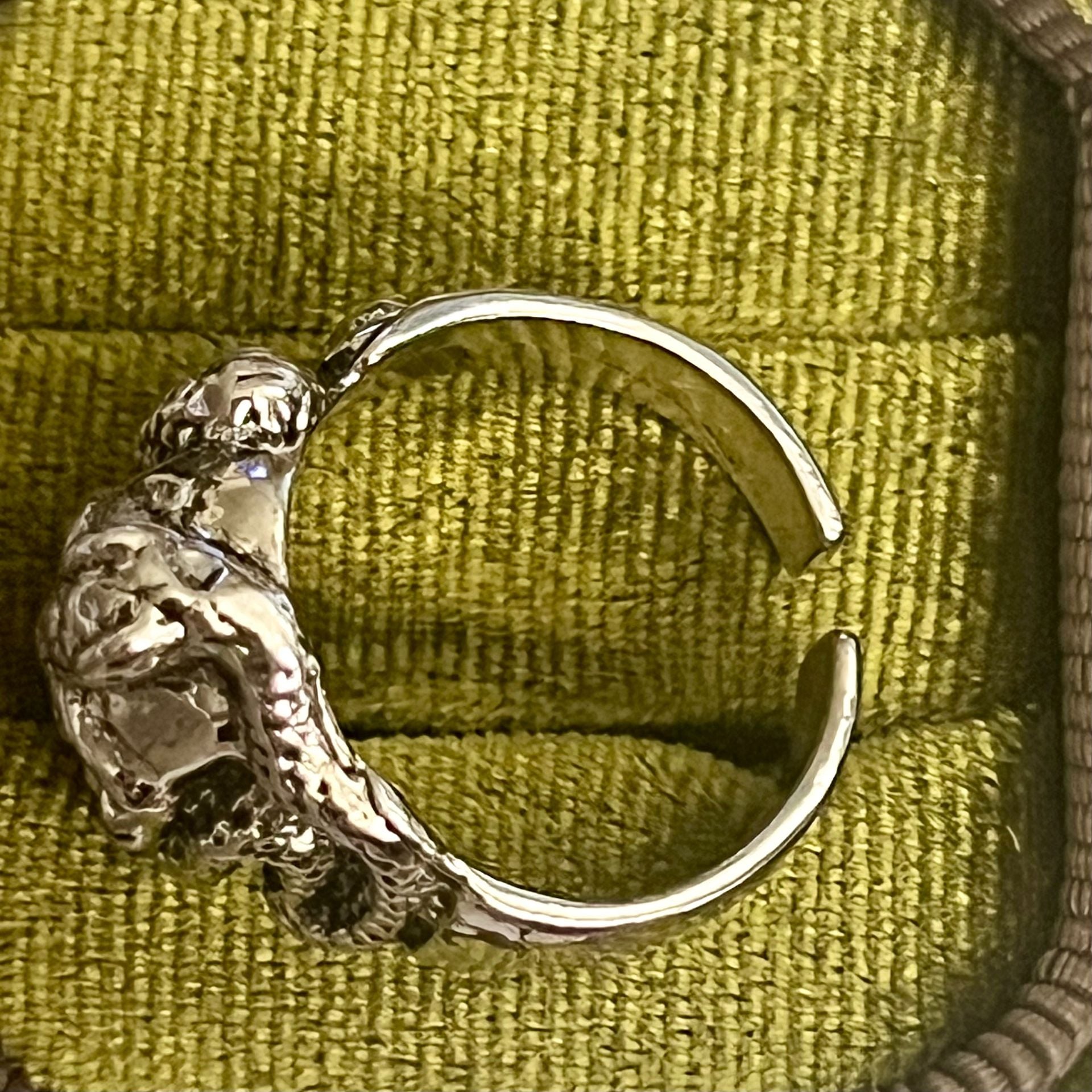 Gothic Silver Tone Skull Ring with Red Crystal Eyes Adjustable Size 9-14 6