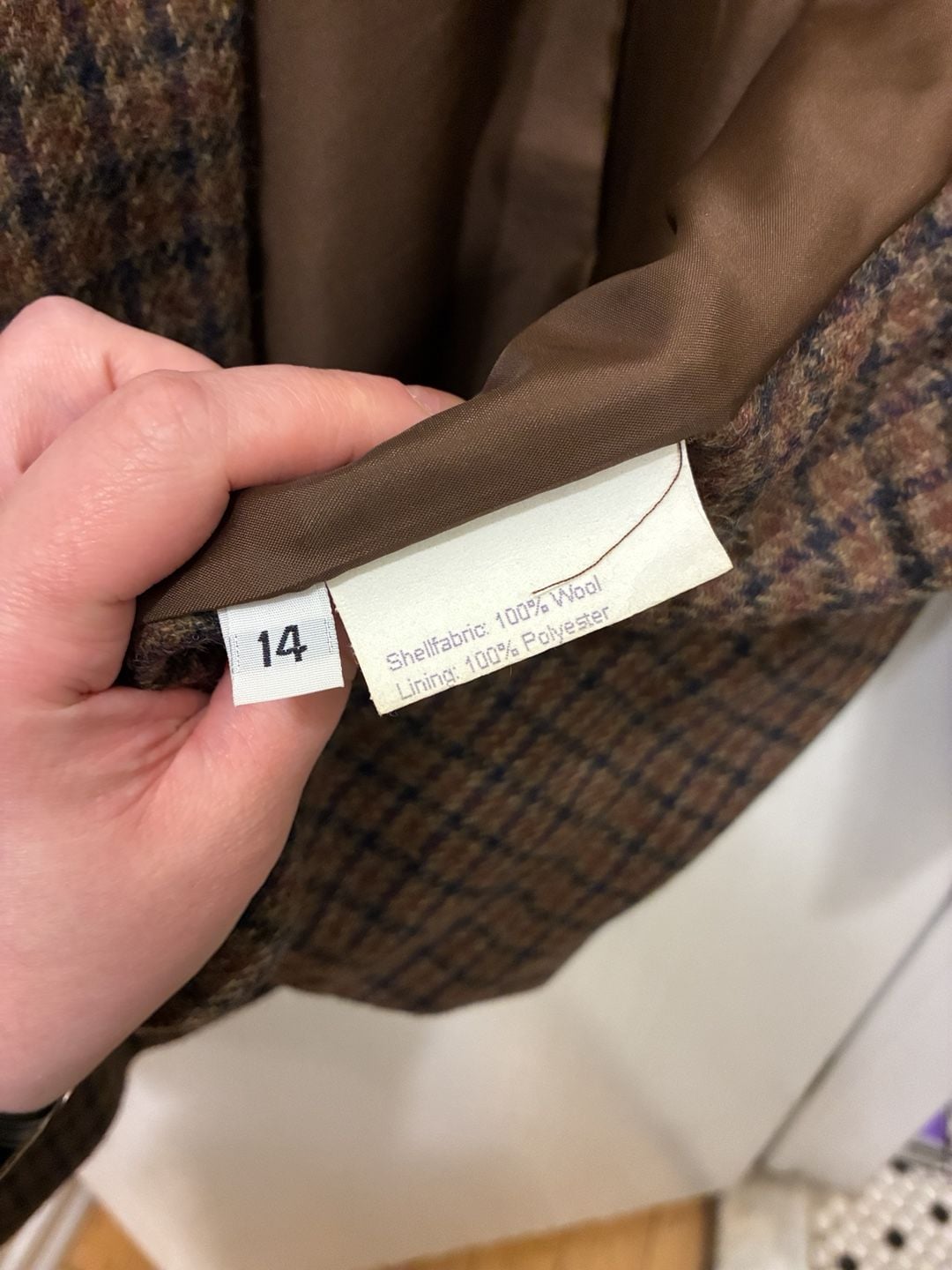 Vintage 1990s Eska Internationale Wool Plaid Blazer Size 14 Brown Tweed Jacket 4