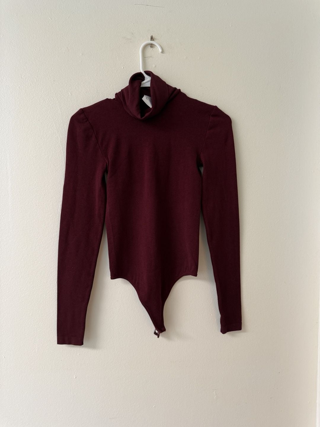 Wolford Turtleneck Bodysuit Size S Burgundy Long Sleeve 2