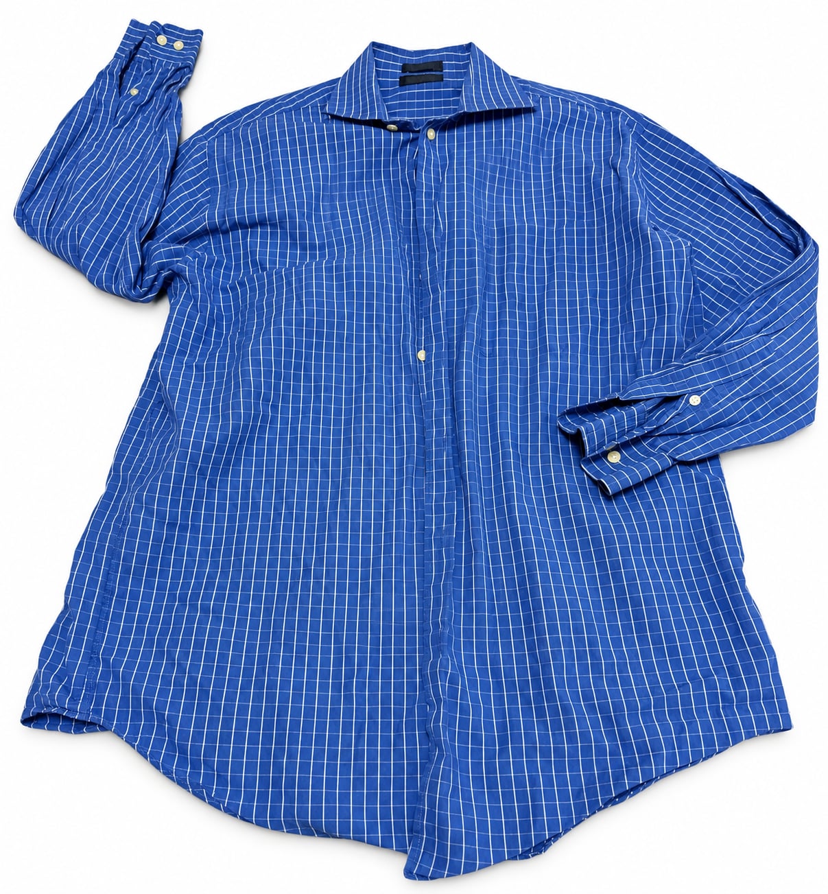 Nautica Long Sleeve Button Down Shirt Size 16 32/33 Blue Plaid 2