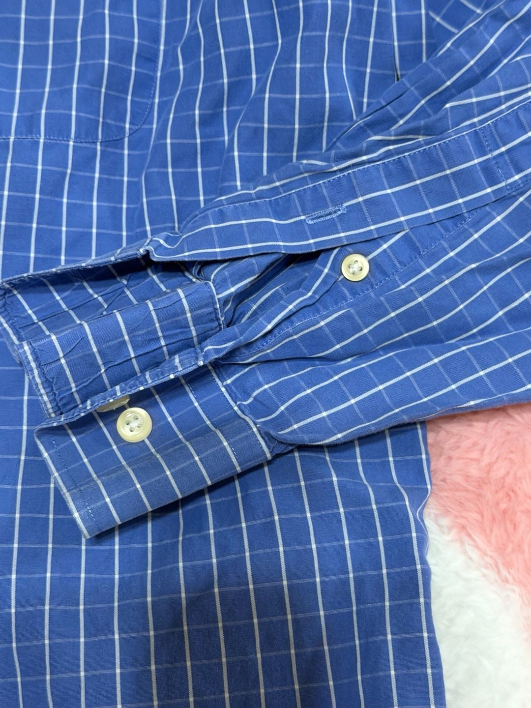 Nautica Long Sleeve Button Down Shirt Size 16 32/33 Blue Plaid 6