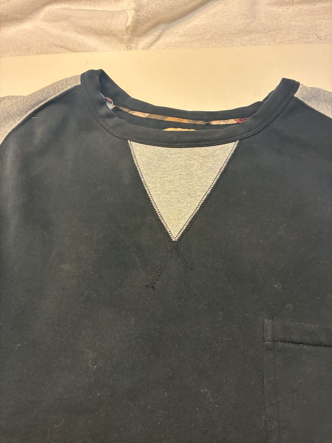 Burberry London England Sweatshirt XL Black Gray Raglan Pocket 5