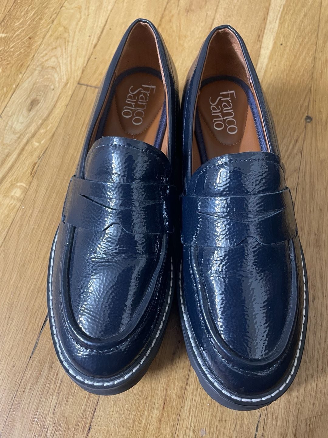 Women’s Blue Leather Penny Loafers 2