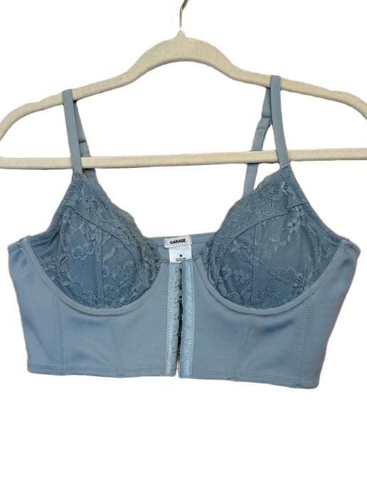 Fairycore Lace Corset Crop Top Size M Dusty Blue 2