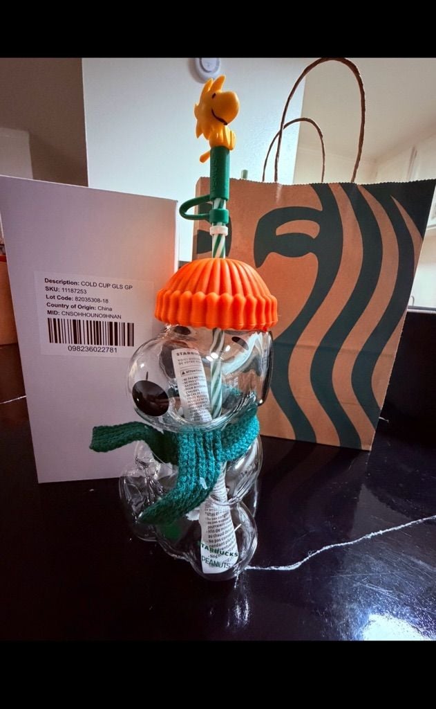 Starbucks Peanuts Snoopy Cold Cup Glass 1