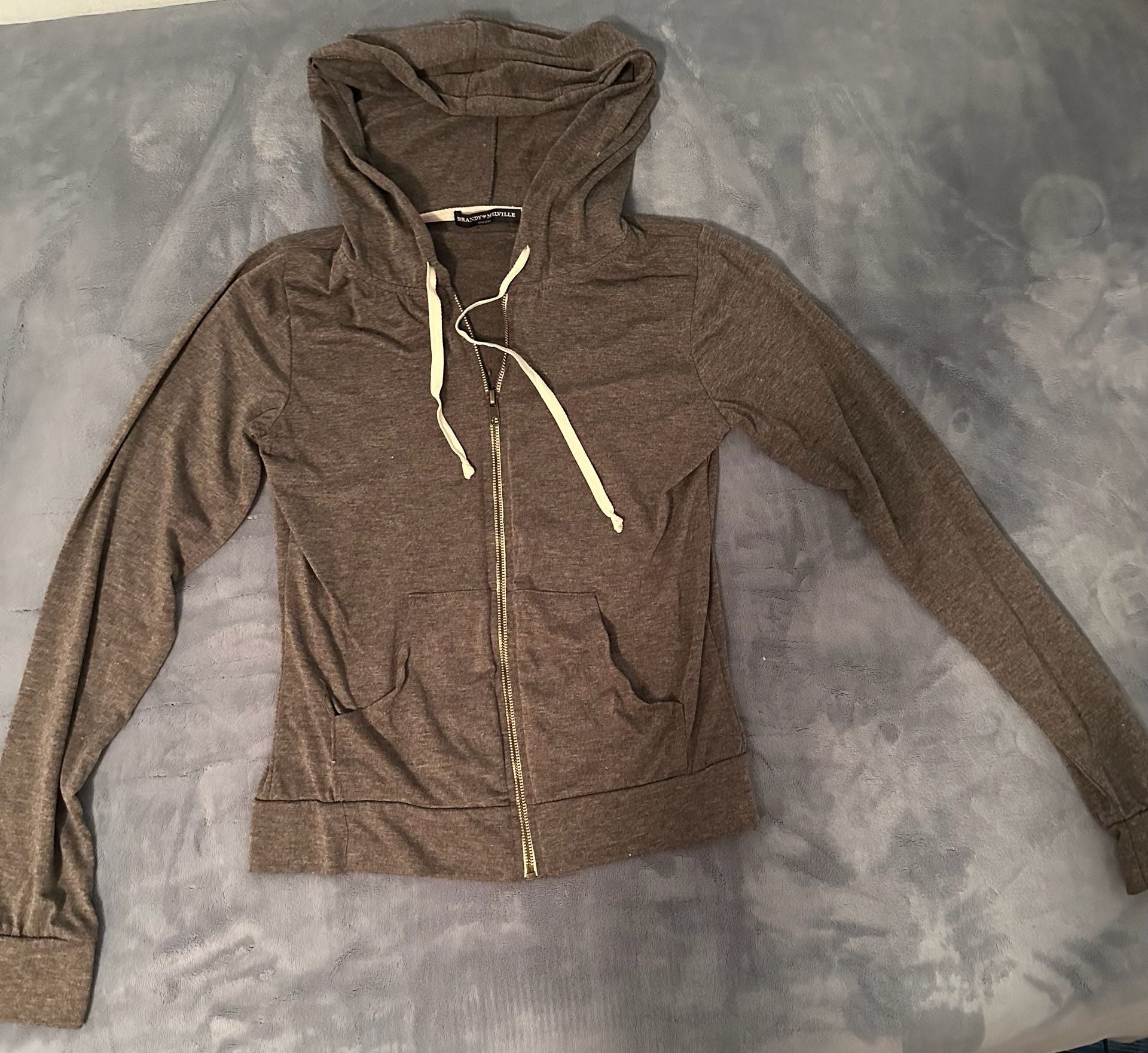 Brandy Melville Full Zip Hoodie Gray 3
