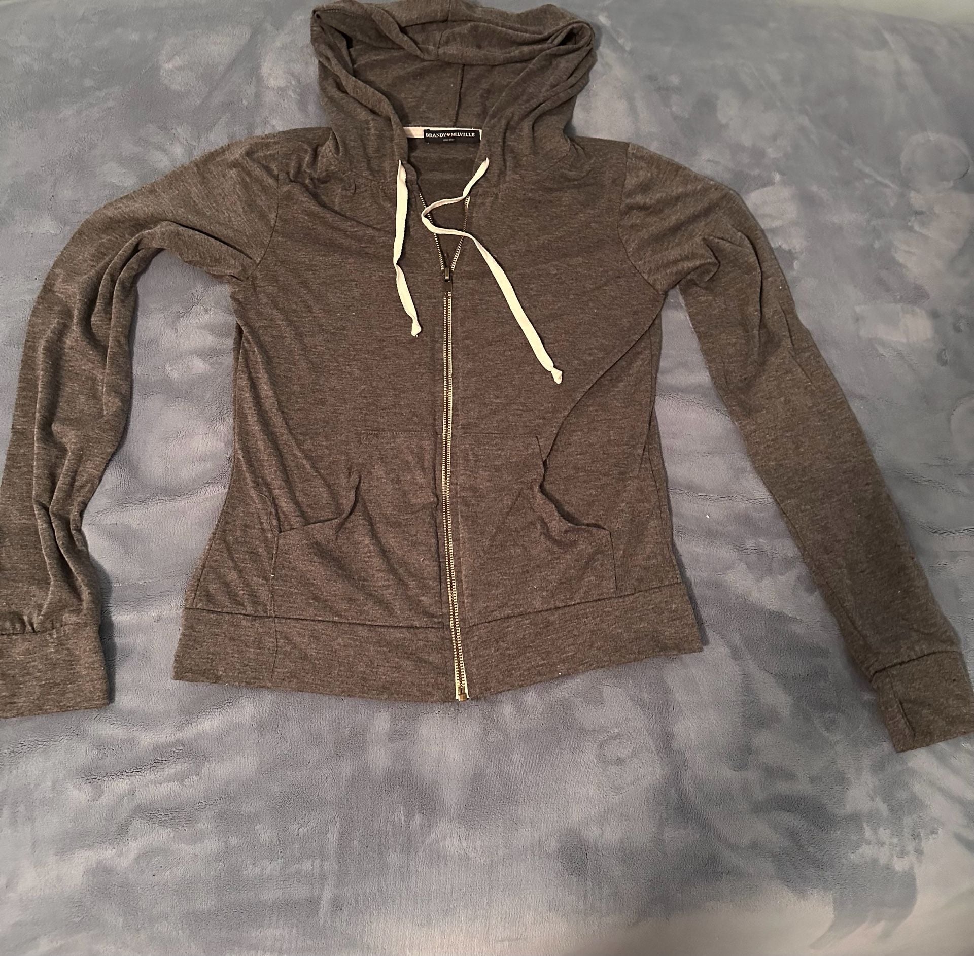 Brandy Melville Full Zip Hoodie Gray 8