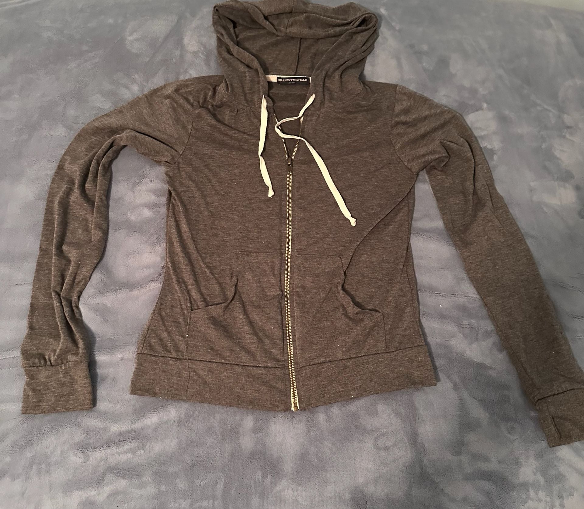 Brandy Melville Full Zip Hoodie Gray 9