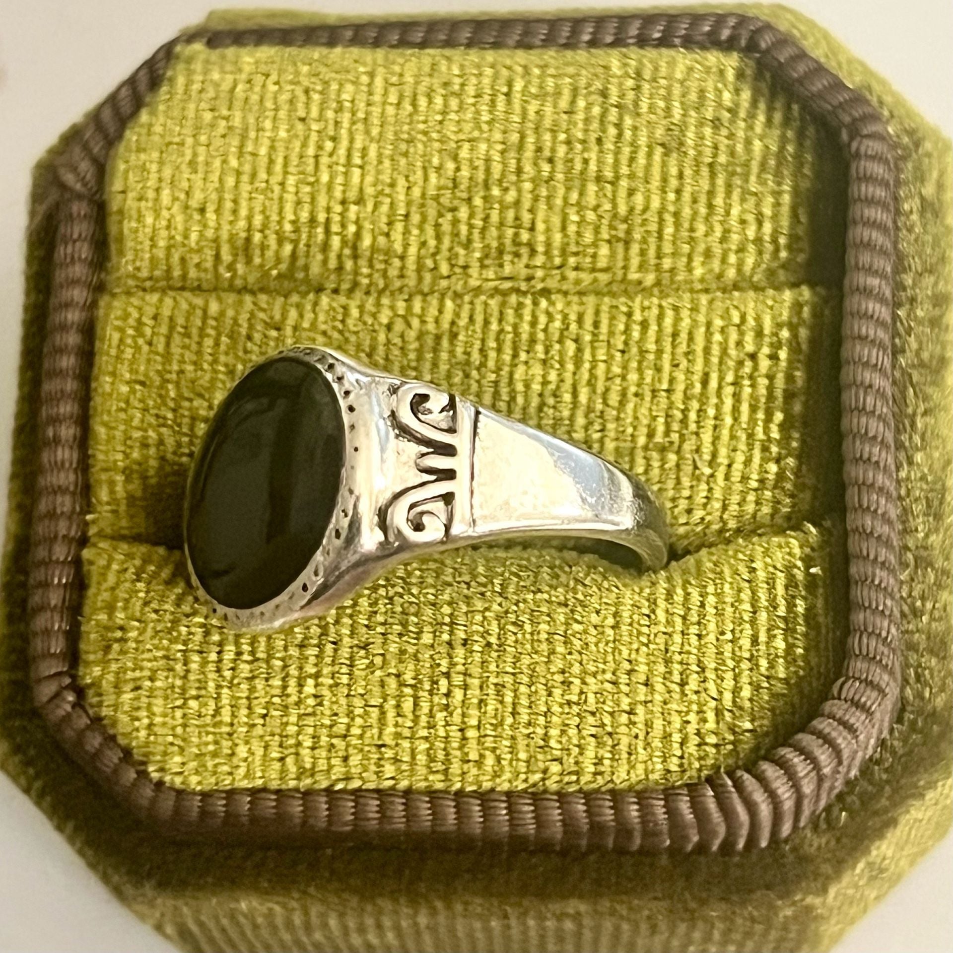 Vintage Black Onyx Signet Ring Titanium Steel Silver Ring Size 9 5