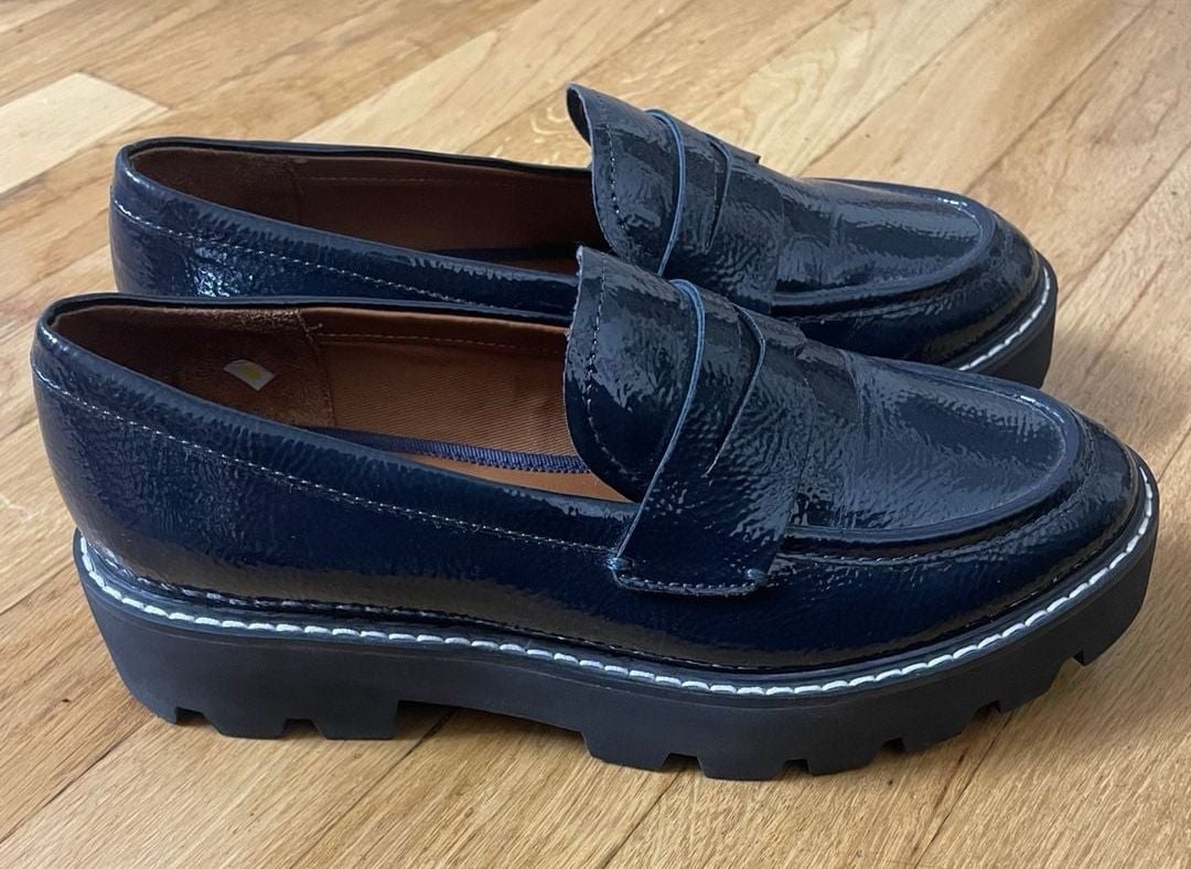 Women’s Blue Leather Penny Loafers 3
