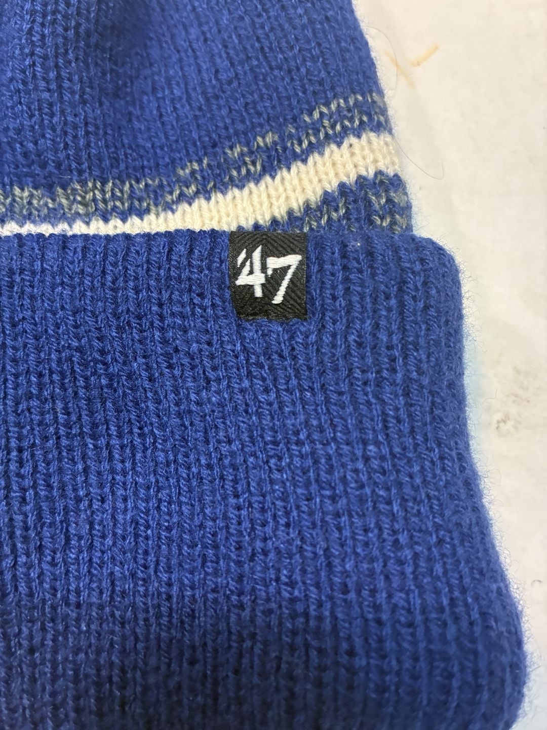 47 Brand Los Angeles Dodgers Pom Beanie Hat OSFA Blue Striped New With Tags 3