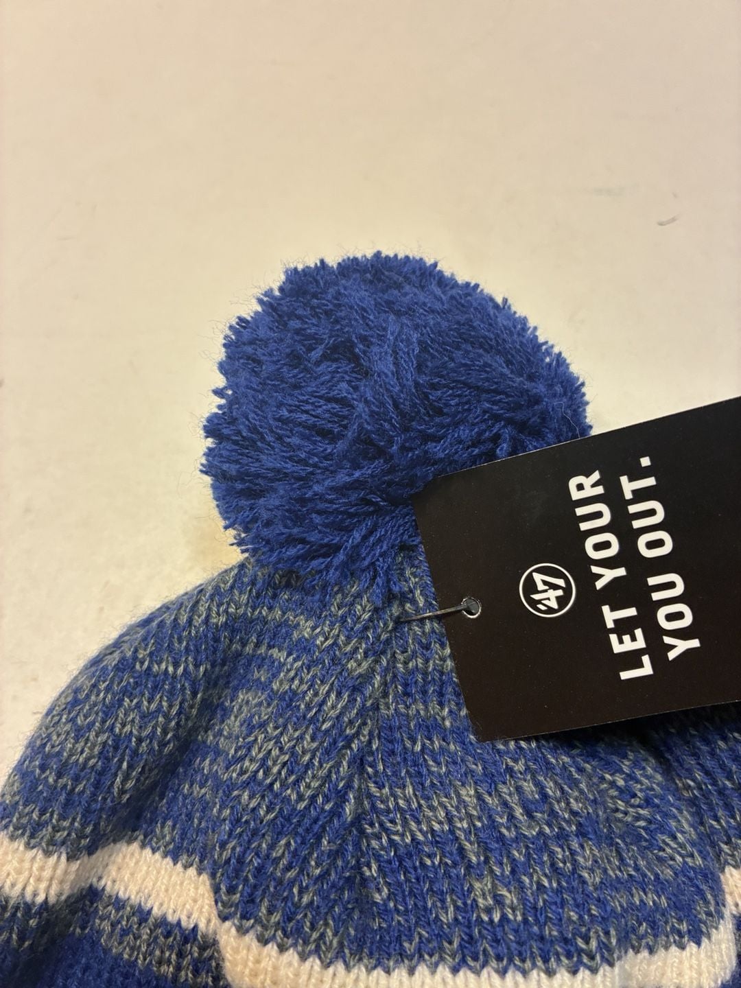 47 Brand Los Angeles Dodgers Pom Beanie Hat OSFA Blue Striped New With Tags 5