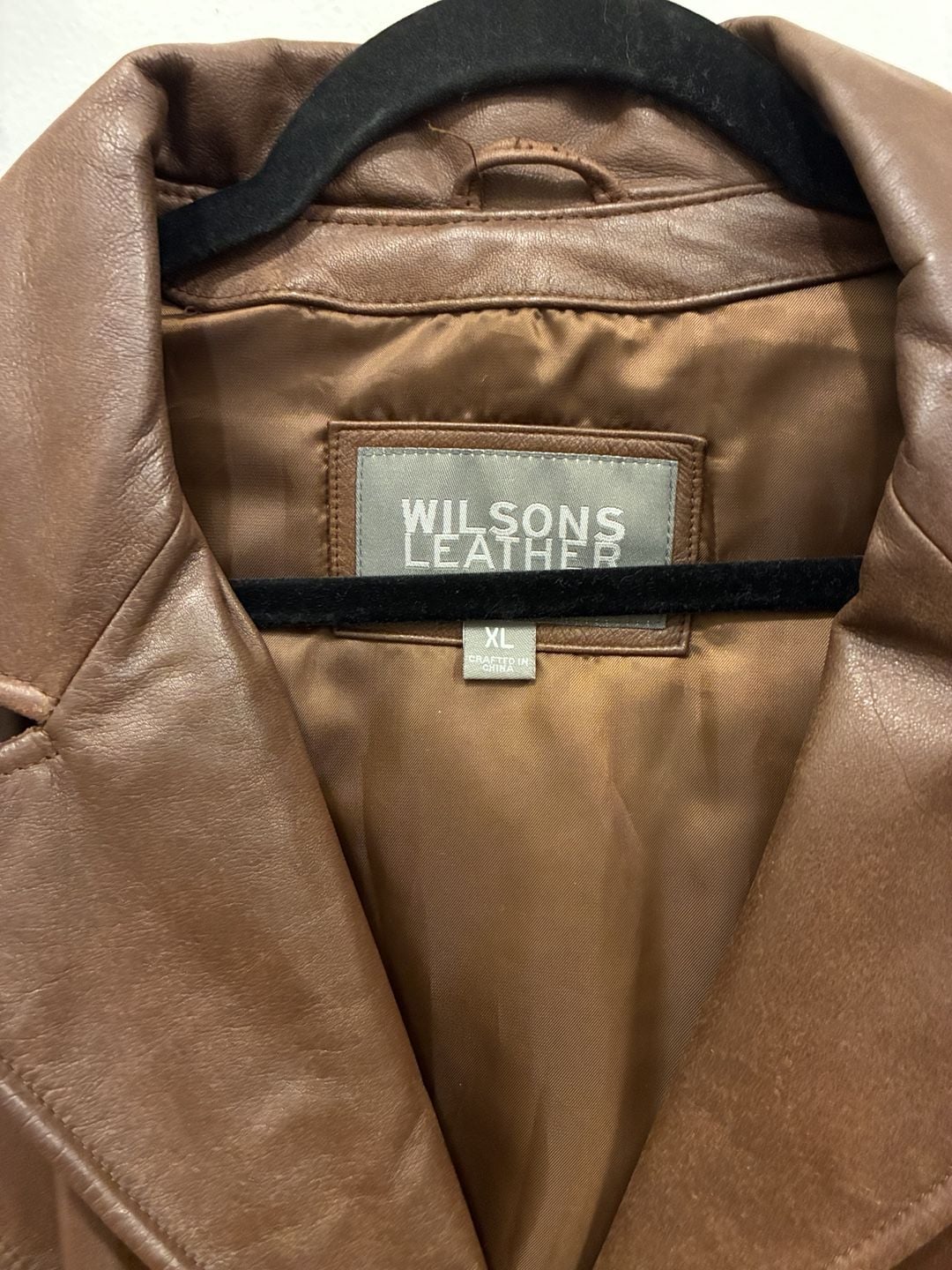 Vintage 1990s Wilsons Leather Jacket Size XL Brown Leather Belted Blazer Coat 3