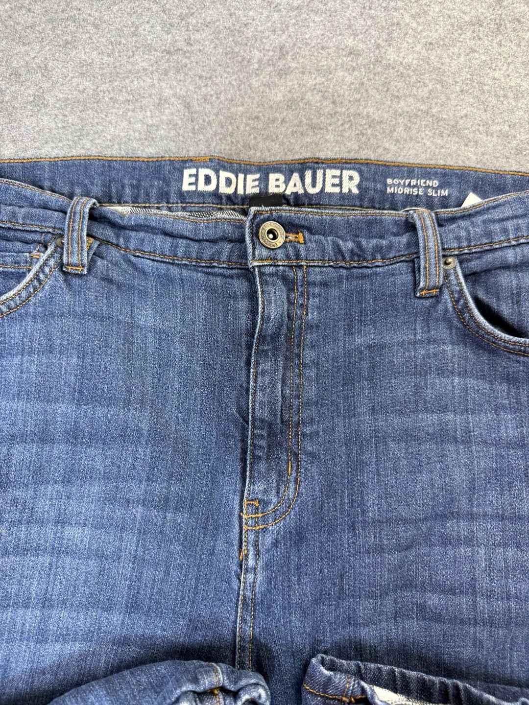 Eddie Bauer Boyfriend Midrise Slim Jeans Size T14 Flannel Lined Blue 3