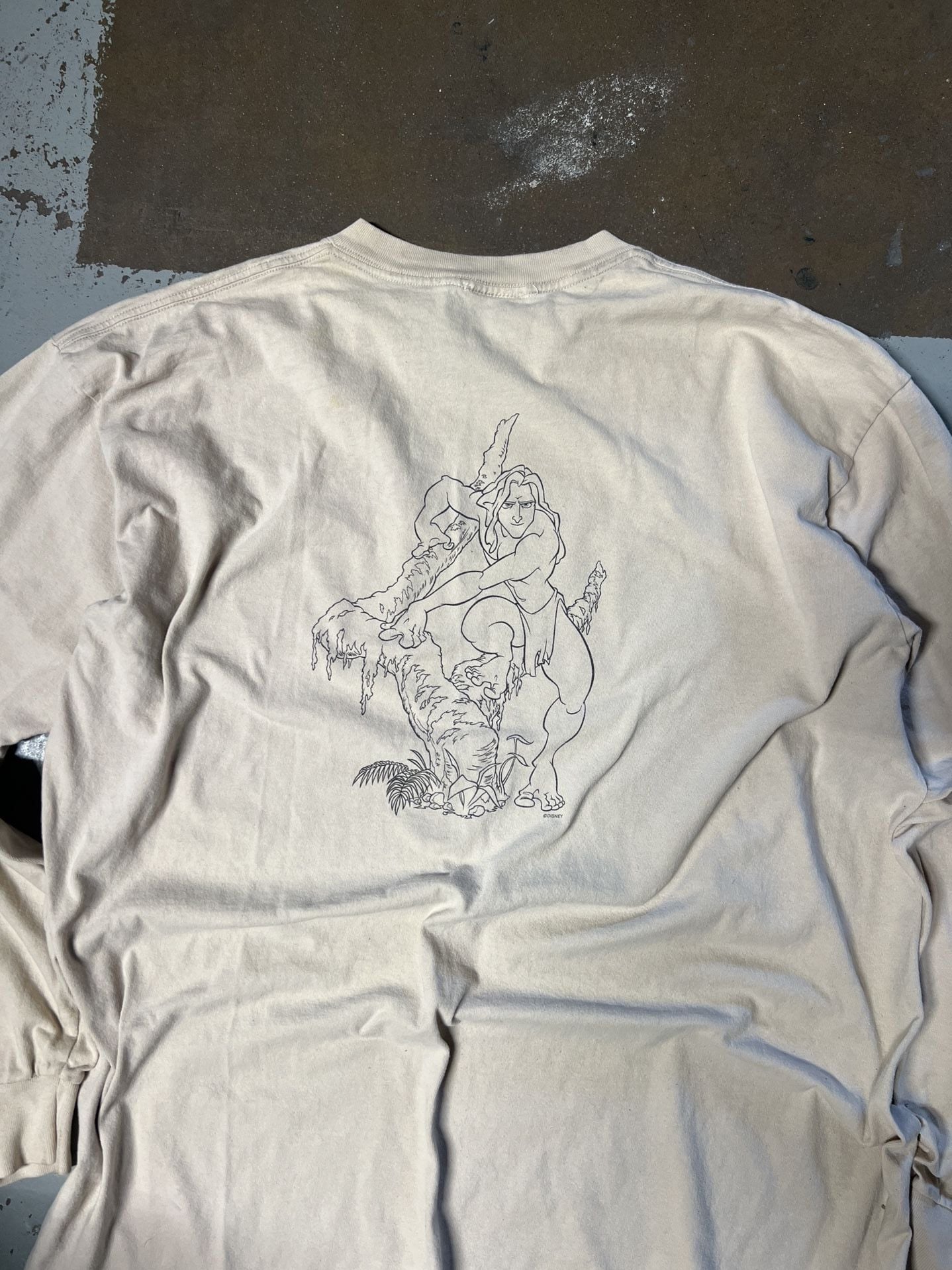Tultex Disney Tarzan Long Sleeve Shirt Size XL Beige Graphic Tee 7