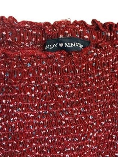 Brandy Melville Red Floral Off Shoulder Smocked Mini Dress 3