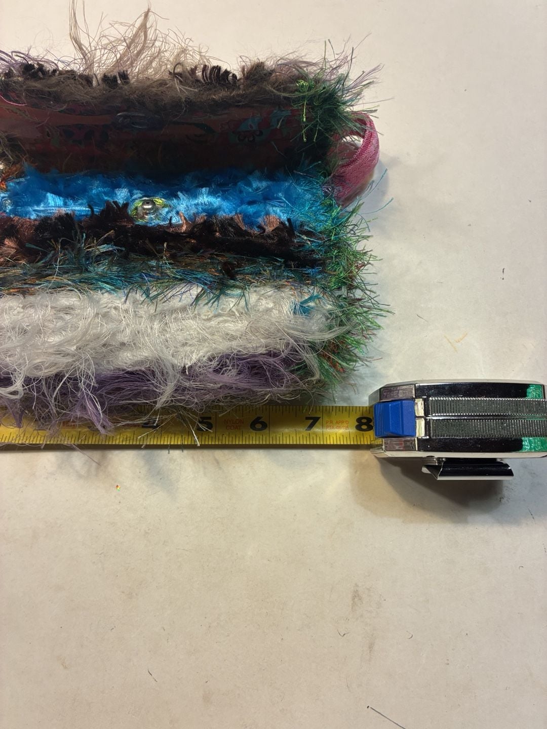 Handmade Shaggy Yarn & Paisley Fabric Clutch Purse Multi-Color 7