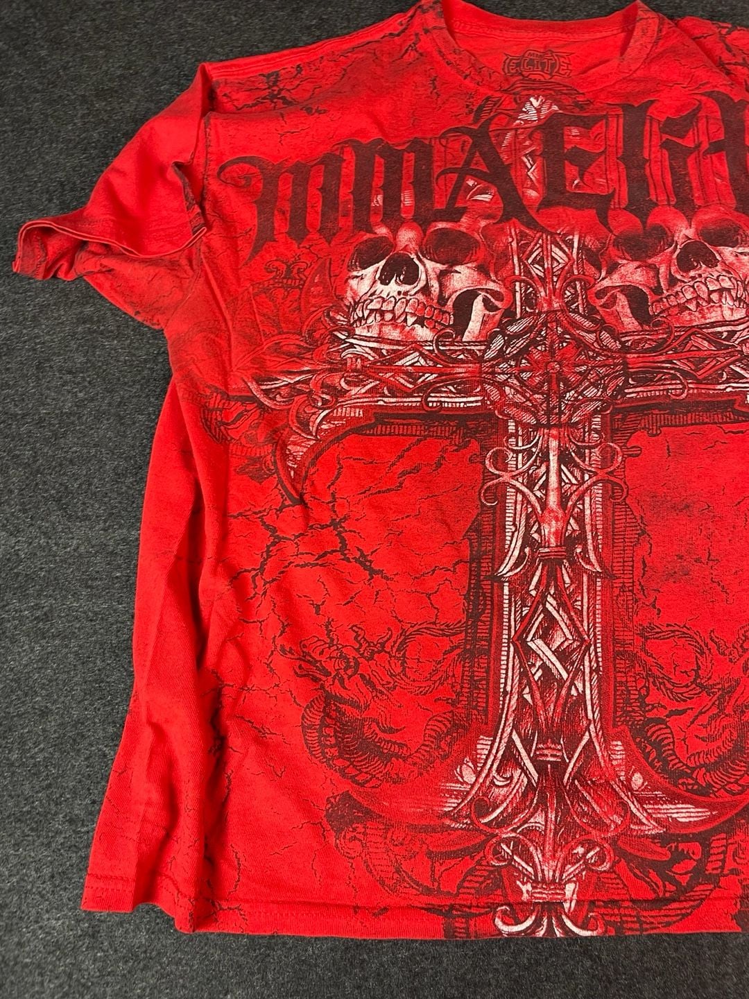 MMA Elite Graphic Print T-Shirt Red Skull Cross 6
