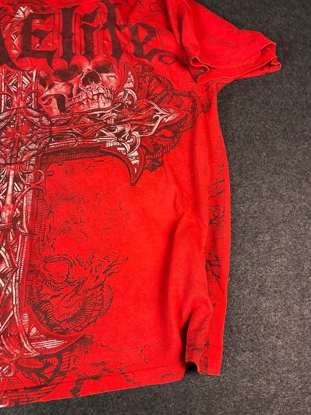 MMA Elite Graphic Print T-Shirt Red Skull Cross 7