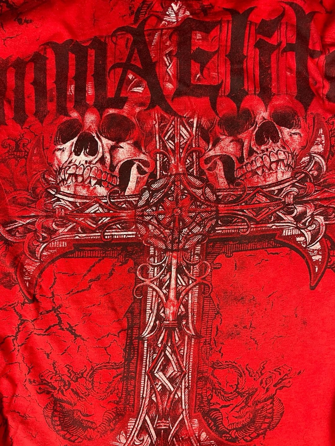 MMA Elite Graphic Print T-Shirt Red Skull Cross 8