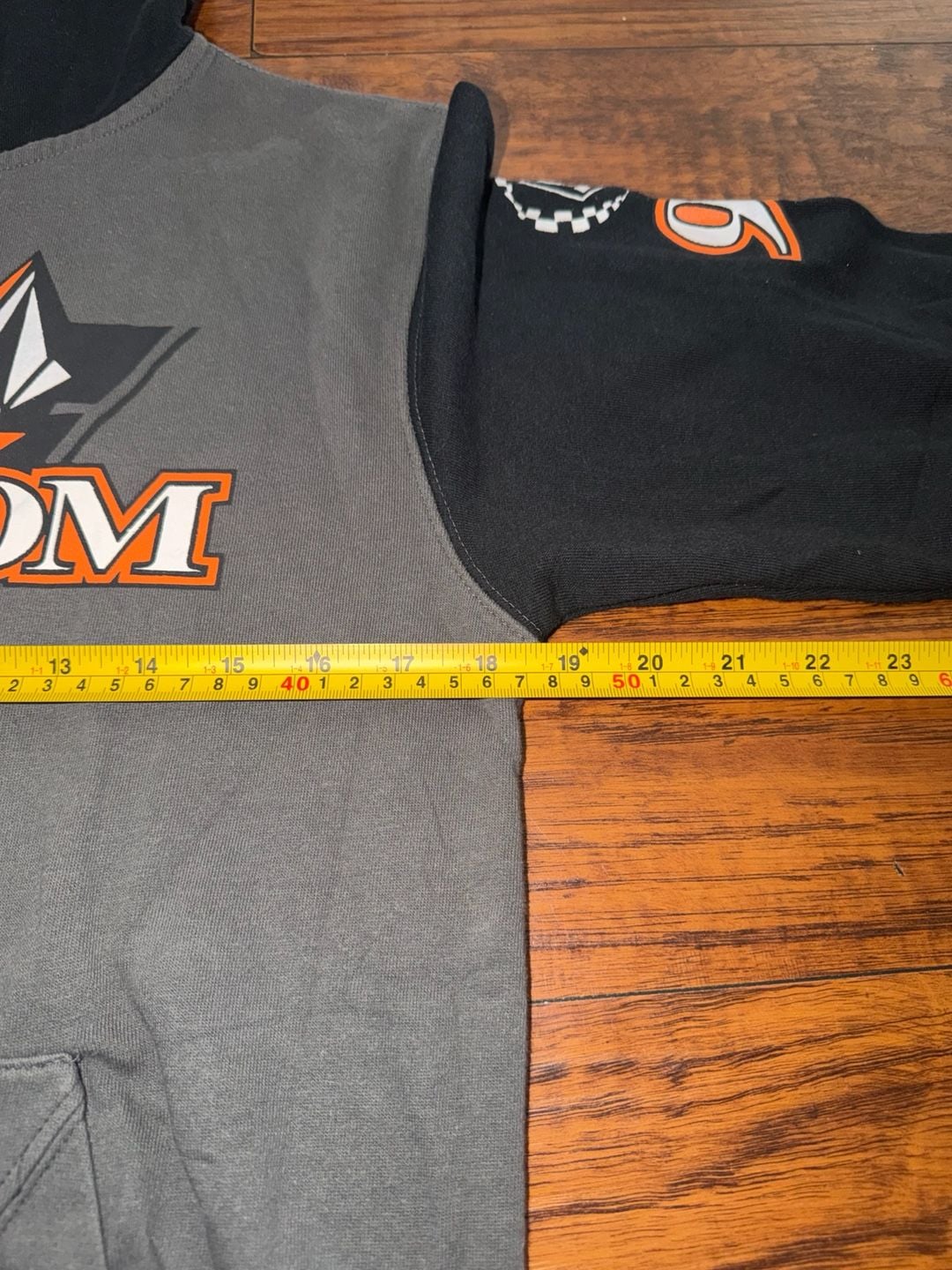 Youth XL Volcom Full Zip Hoodie Face Mask Goggles Checkered Gray Orange 5