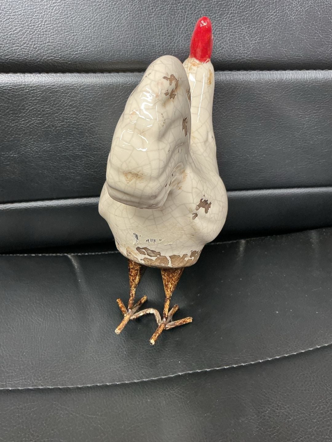 Rustic Ceramic Rooster Figurine Distressed Farmhouse Decor 4