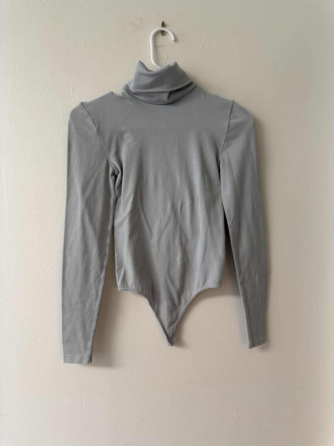 Wolford Turtleneck Bodysuit Size S Gray Cotton Long Sleeve 2