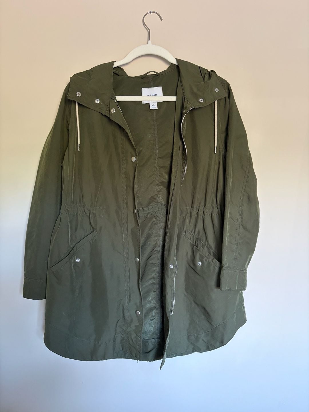 Old Navy Hooded Utility Jacket Size S Petite Olive Green 2
