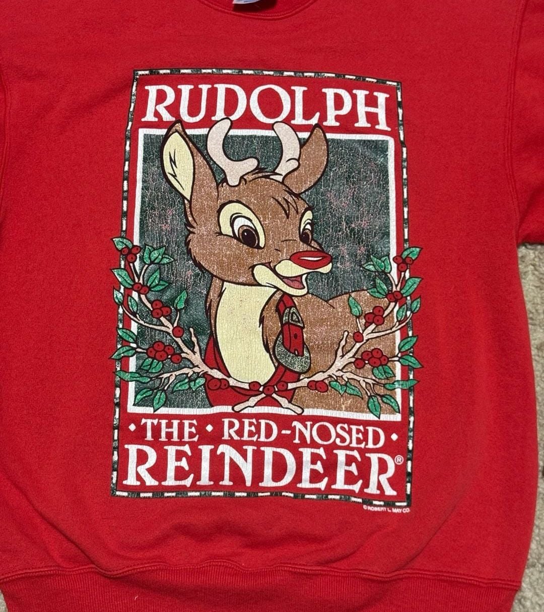 Vintage Rudolph the Red-Nosed Reindeer Christmas Sweatshirt Red 3