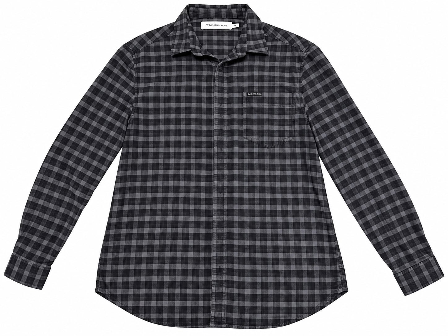 Calvin Klein Jeans Plaid Long Sleeve Button-Down Shirt Size M Black Gray 2