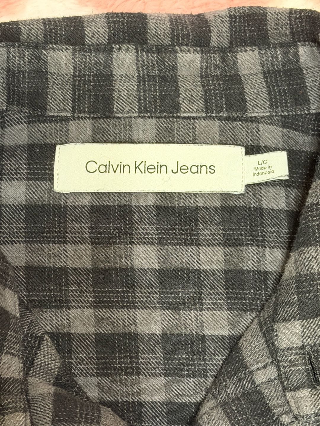 Calvin Klein Jeans Plaid Long Sleeve Button-Down Shirt Size M Black Gray 5