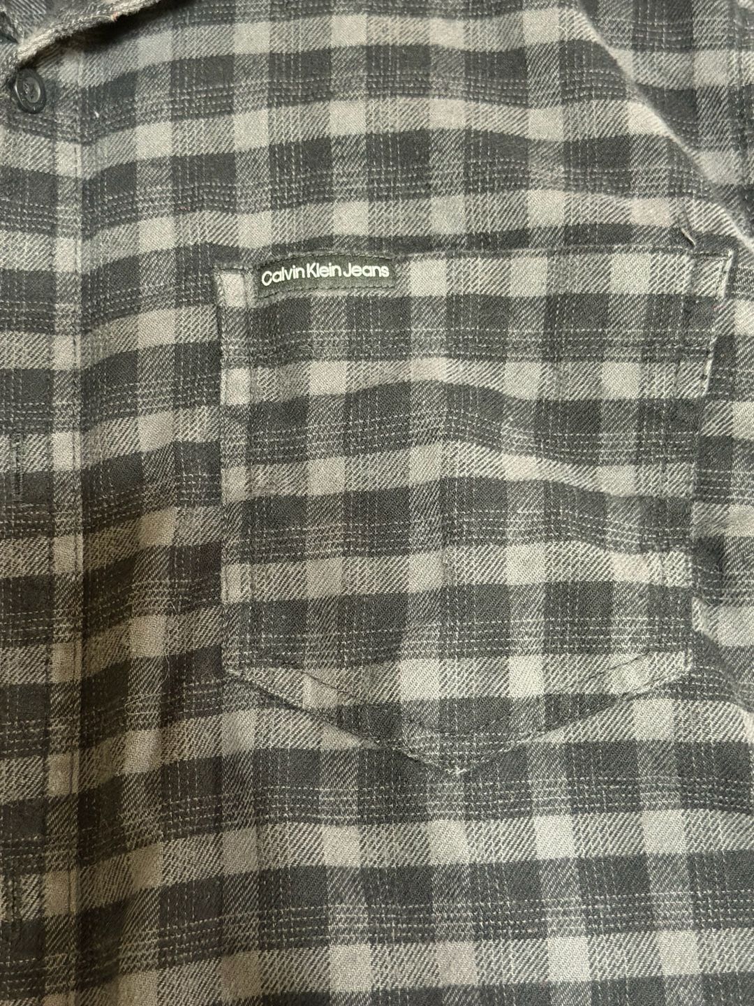 Calvin Klein Jeans Plaid Long Sleeve Button-Down Shirt Size M Black Gray 7