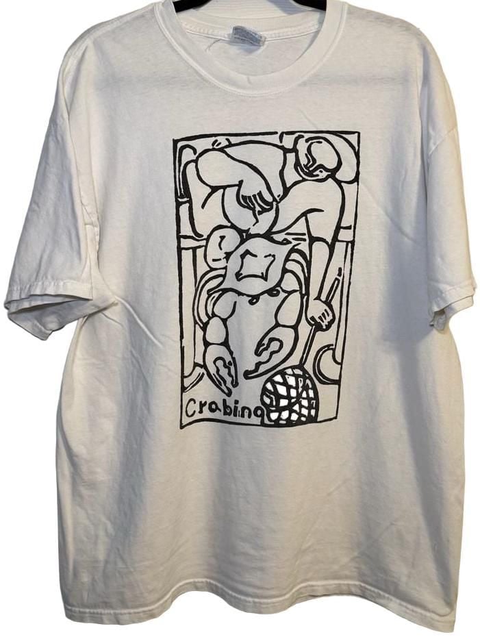 Vintage Gildan Crabbing Graphic Art T-Shirt White Size XL 2