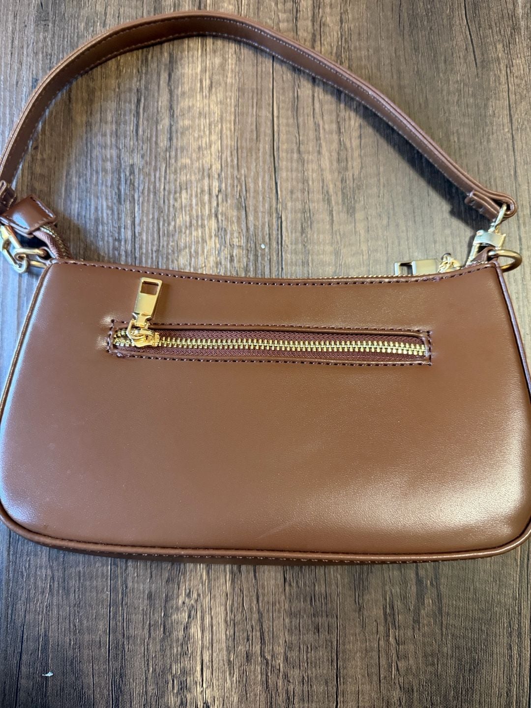 Brown Faux Leather Shoulder Bag Purse 3