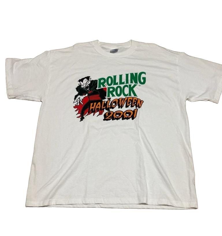 M&O Knits Rolling Rock Halloween 2001 T-Shirt Size XL White Cotton 2