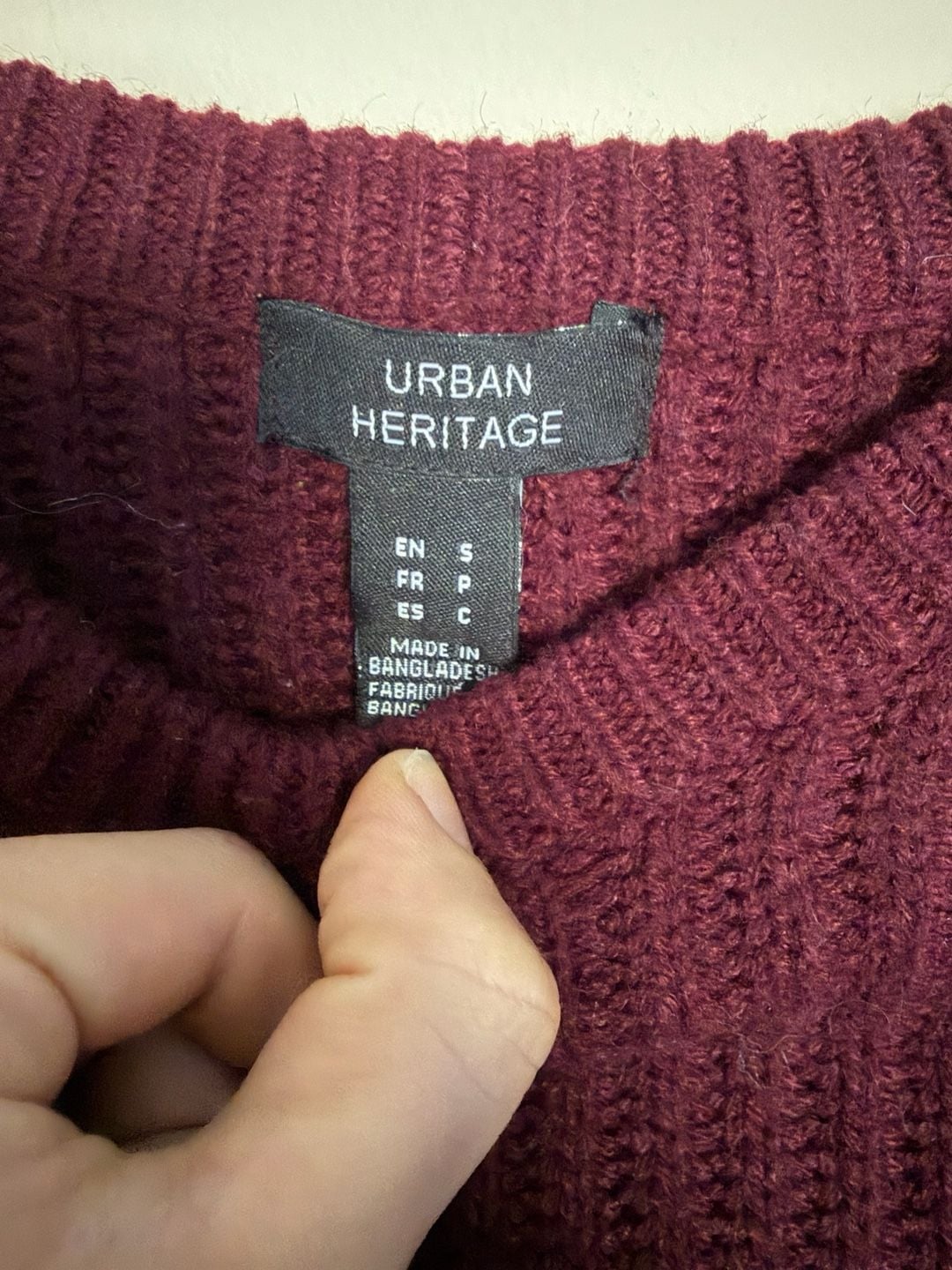 Urban Heritage Ribbed Knit Crop Sweater Burgundy 3
