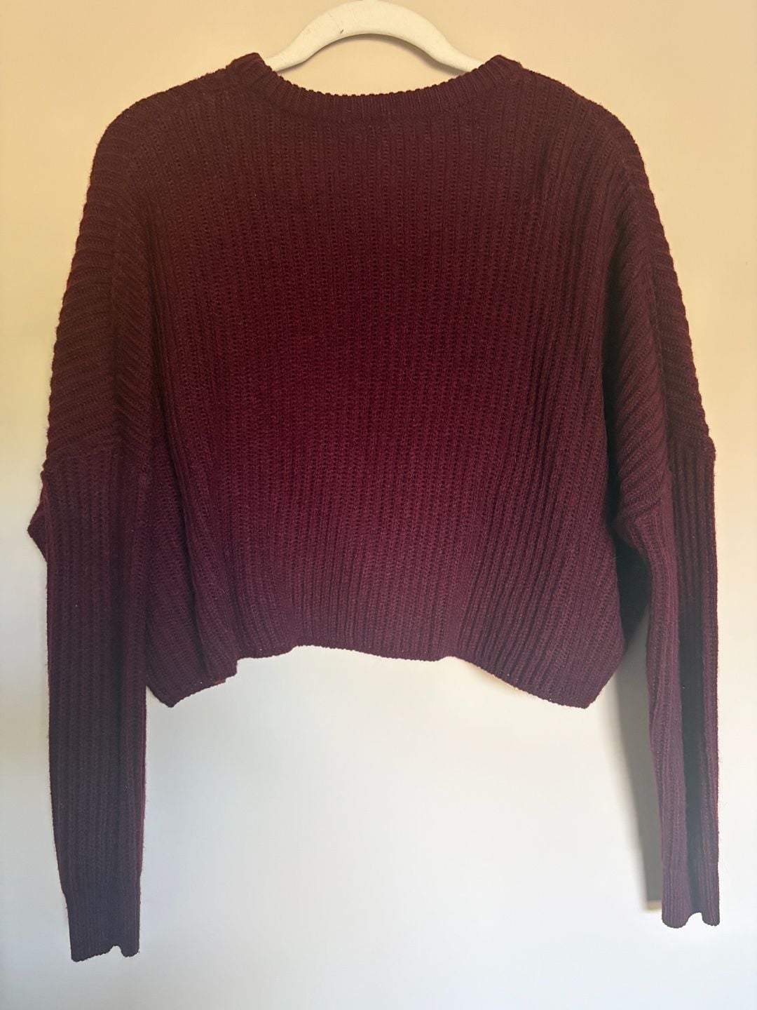 Urban Heritage Ribbed Knit Crop Sweater Burgundy 4