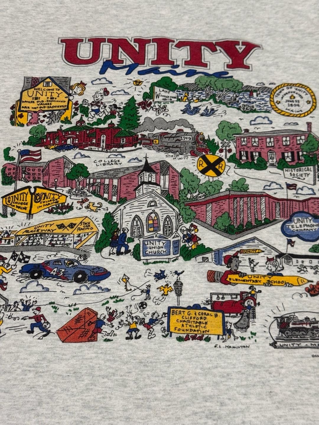 Vintage Unity Maine Graphic T-Shirt Grey 4