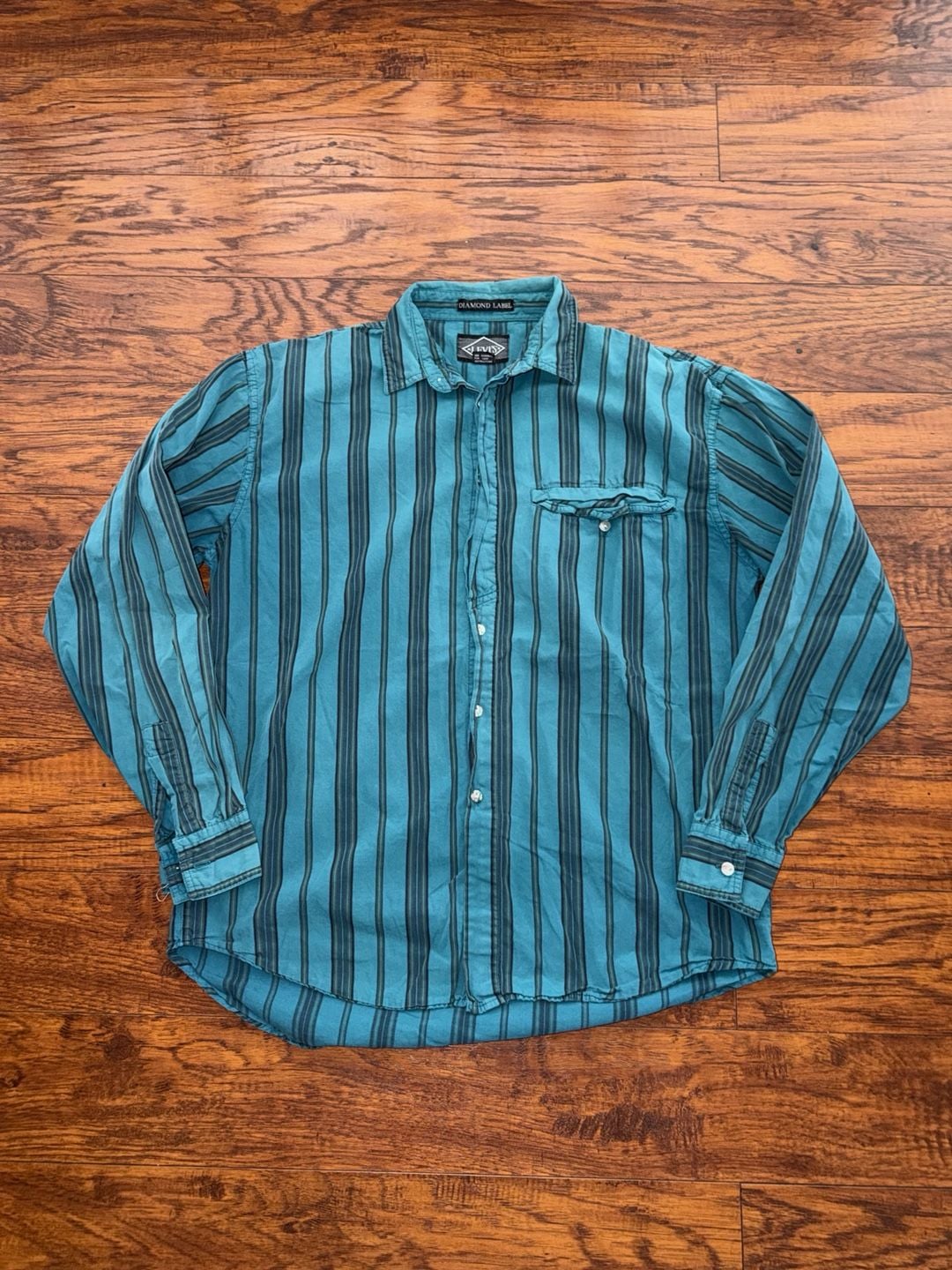 Levi's Diamond Label Striped Long Sleeve Button Down Shirt L 2