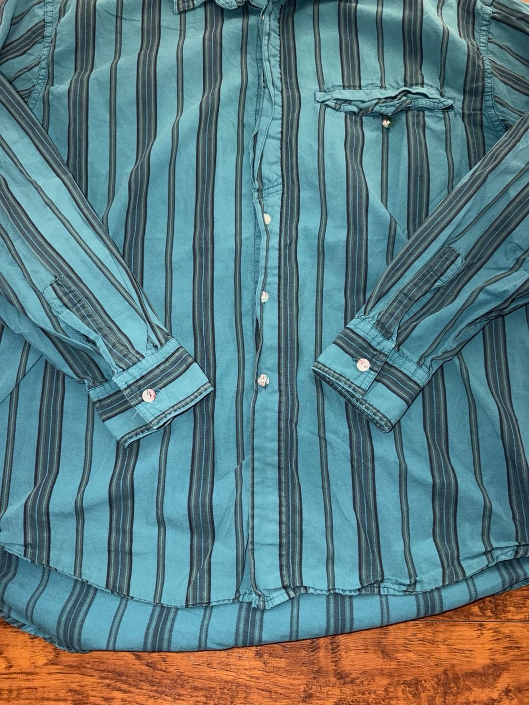 Levi's Diamond Label Striped Long Sleeve Button Down Shirt L 3