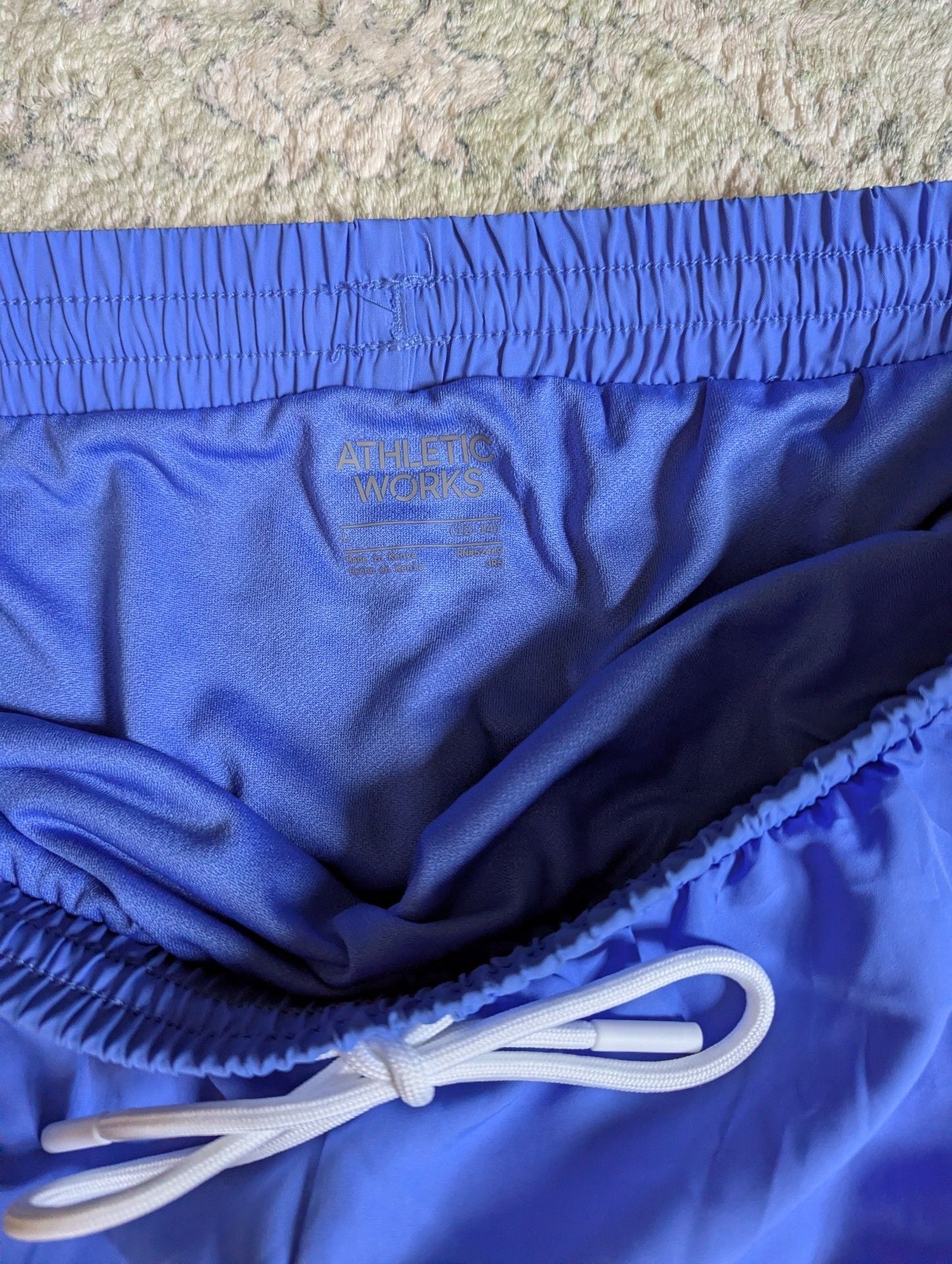 Athletic Works Shorts Size L (12-14) Blue White Trim Drawstring 4