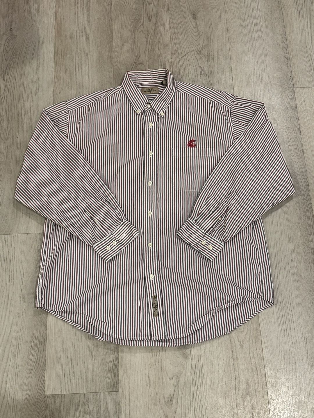 Vesi Sportswear Button-Down Shirt Size L Striped WSU Cougars 2