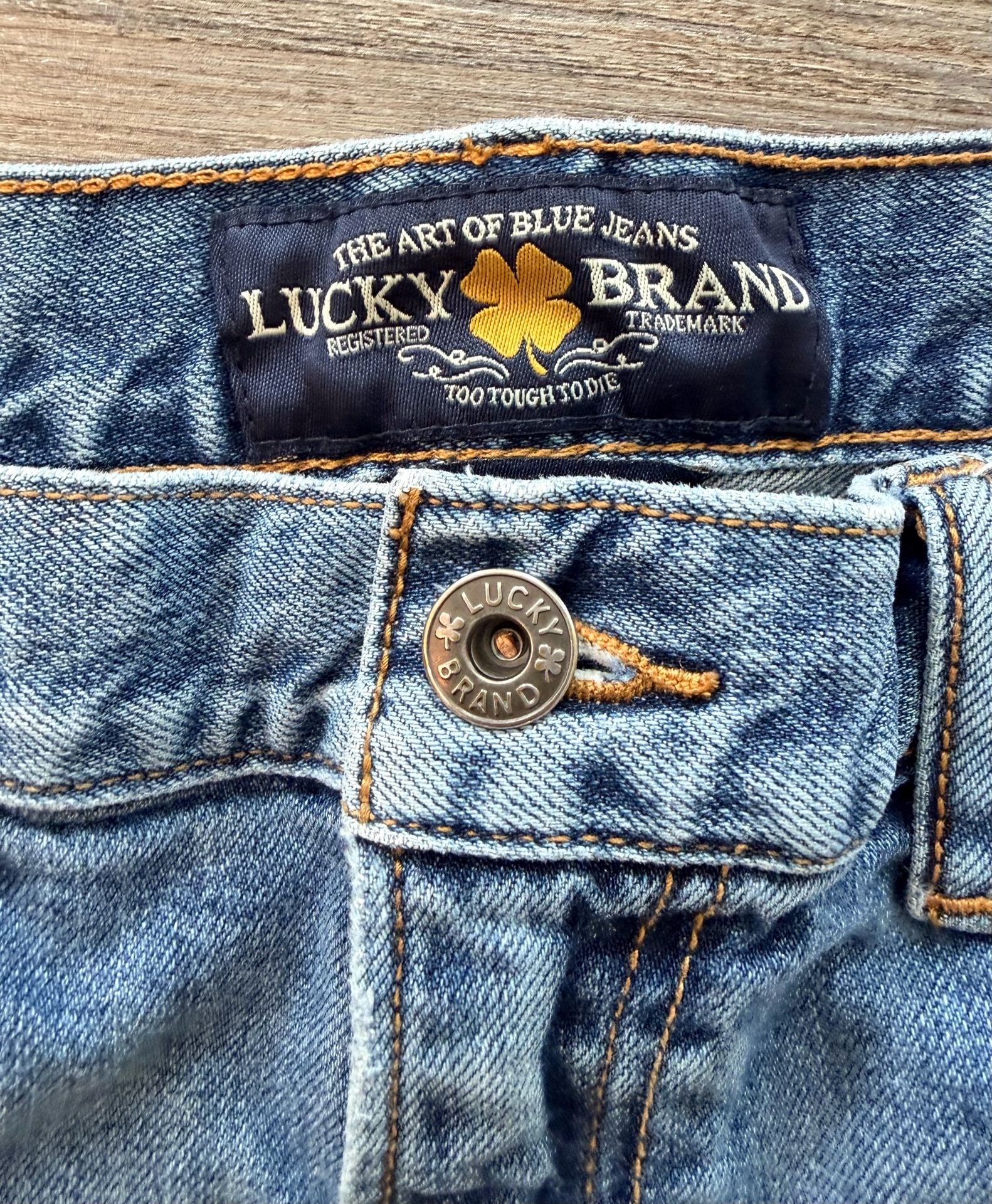 Lucky Brand Distressed Straight Leg Jeans 36x30 Blue Denim 2