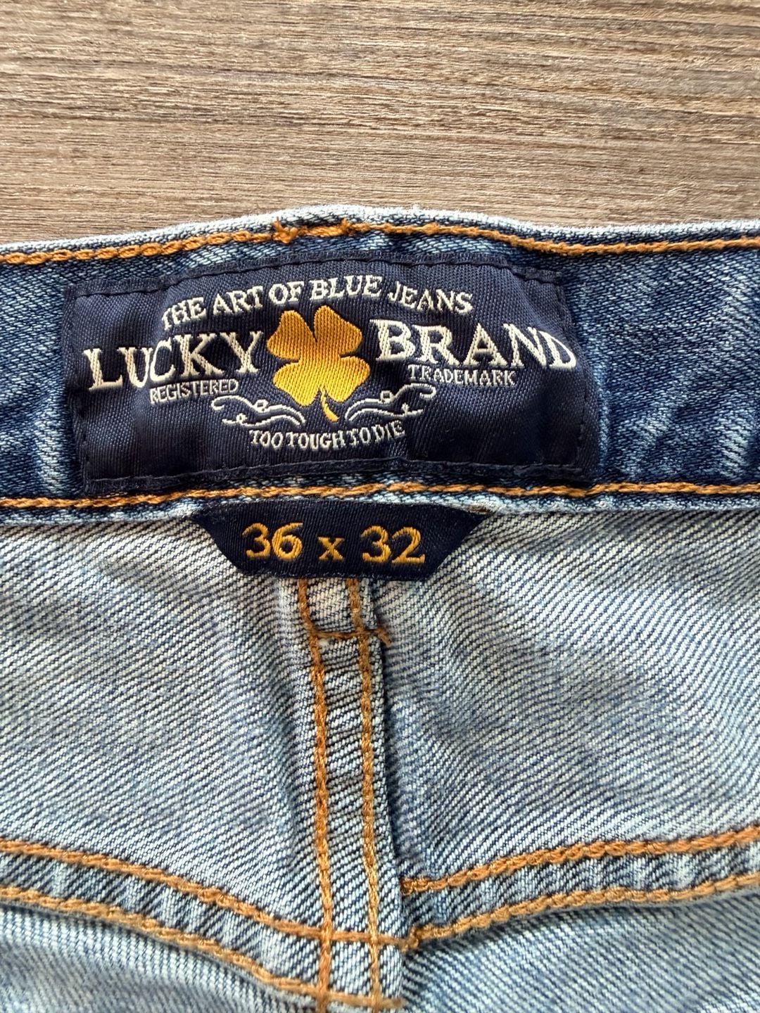 Lucky Brand Distressed Straight Leg Jeans 36x30 Blue Denim 3