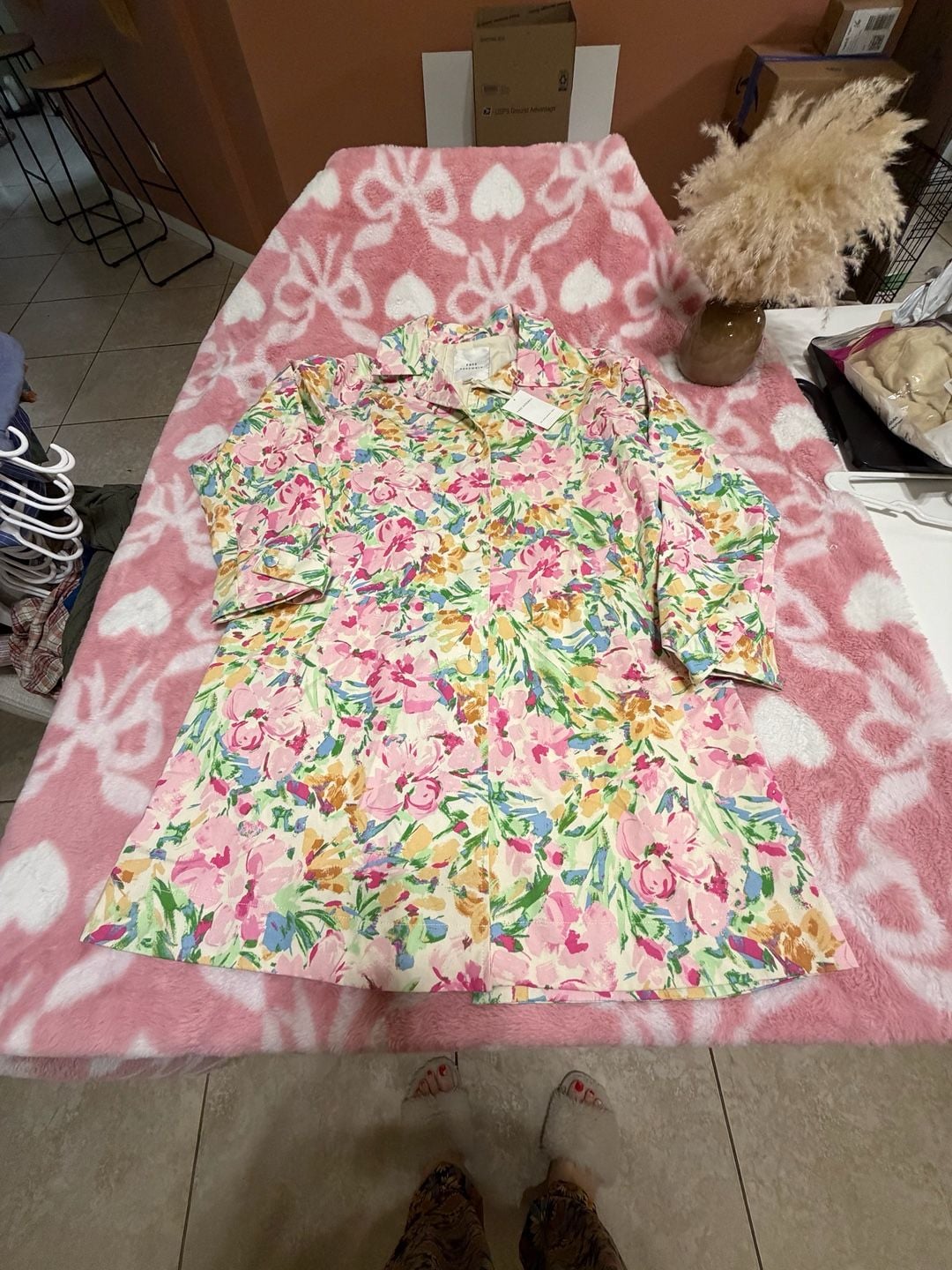 Free Assembly Women's Floral Button Front Shirt Dress Size M 8-10 Multicolor 3
