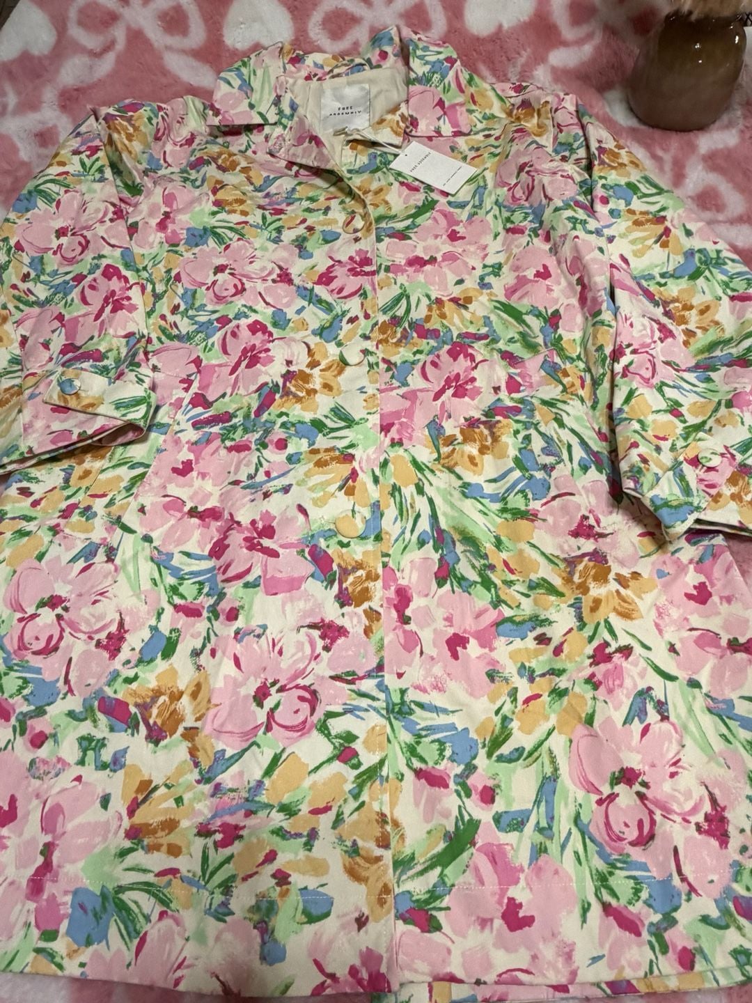 Free Assembly Women's Floral Button Front Shirt Dress Size M 8-10 Multicolor 4
